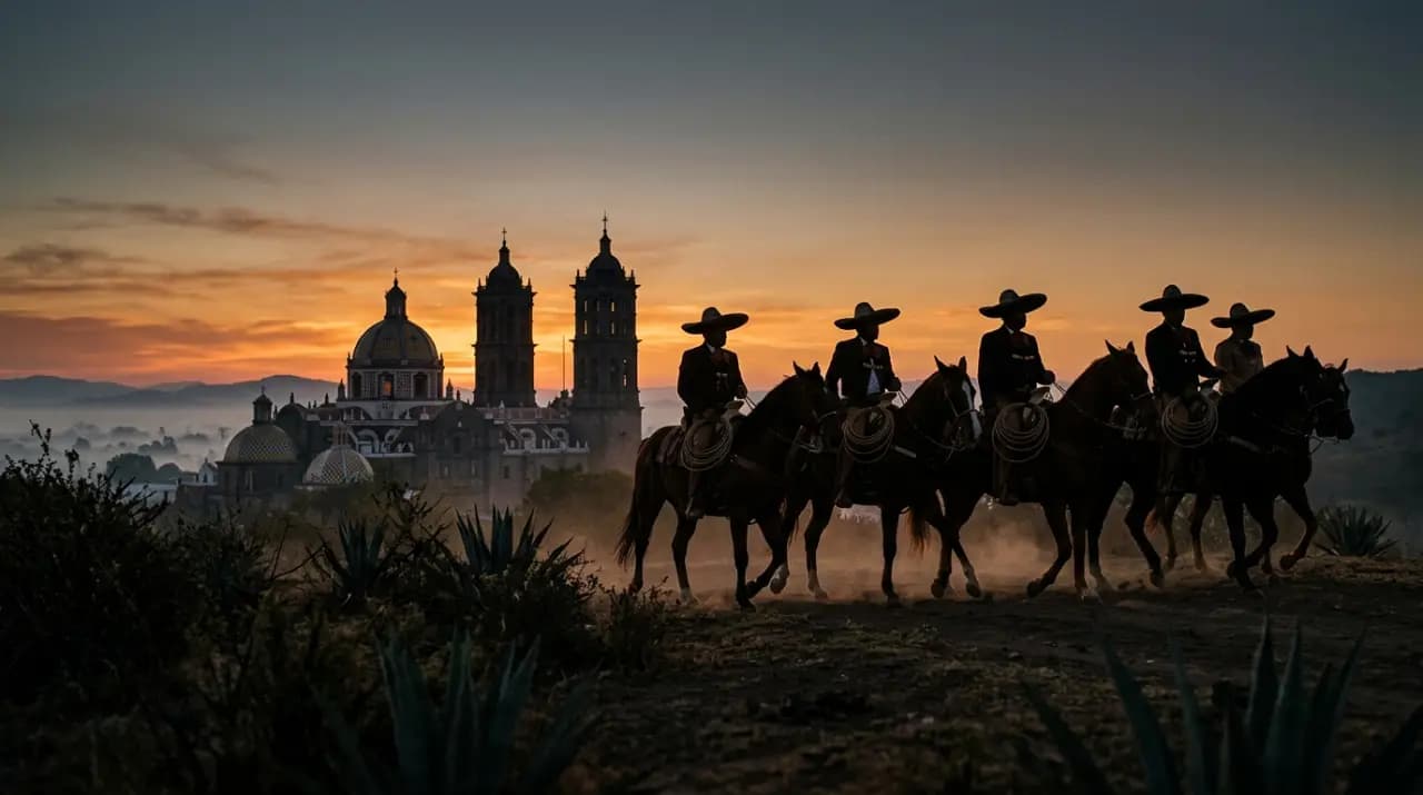 Recreación de la Batalla de Puebla con trajes de época durante el desfile del 5 de mayo en Puebla, México