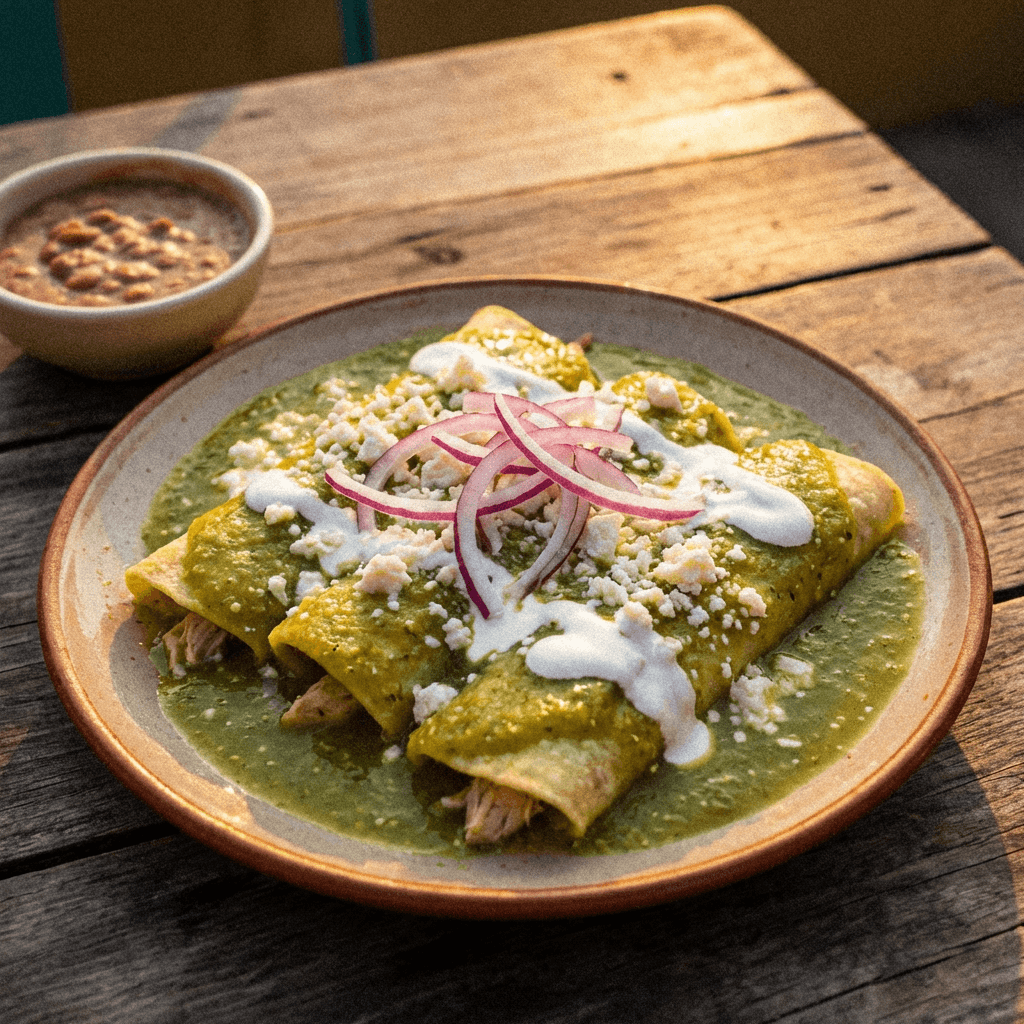 Enchiladas verdes de pollo