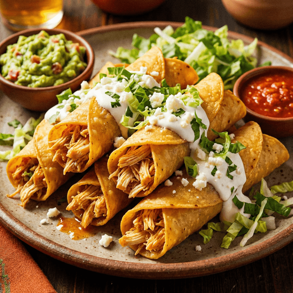 Tacos dorados de pollo