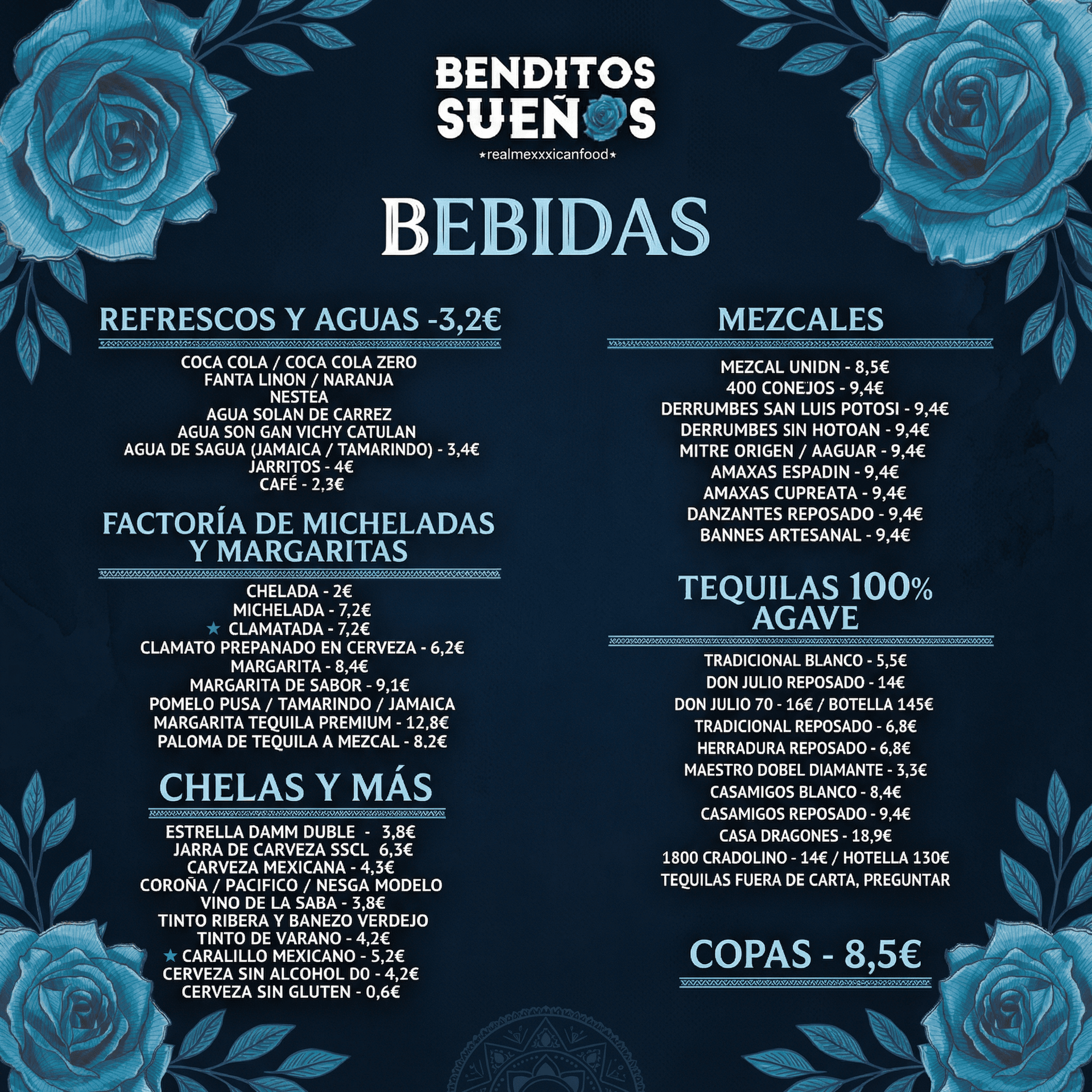 Menú bebidas