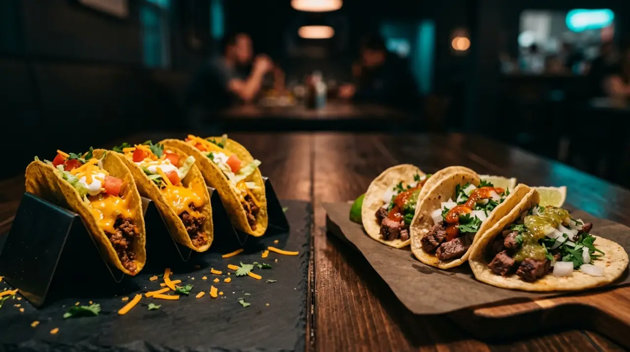 Tacos tex-mex de tortilla dura frente a tacos auténticos de tortilla de maíz suave