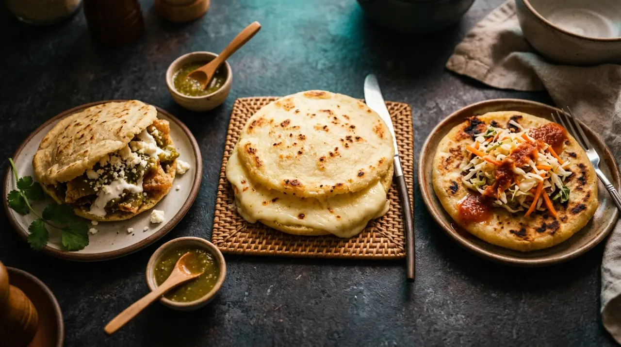 Comparativa de gordita mexicana, arepa colombiana y pupusa salvadoreña